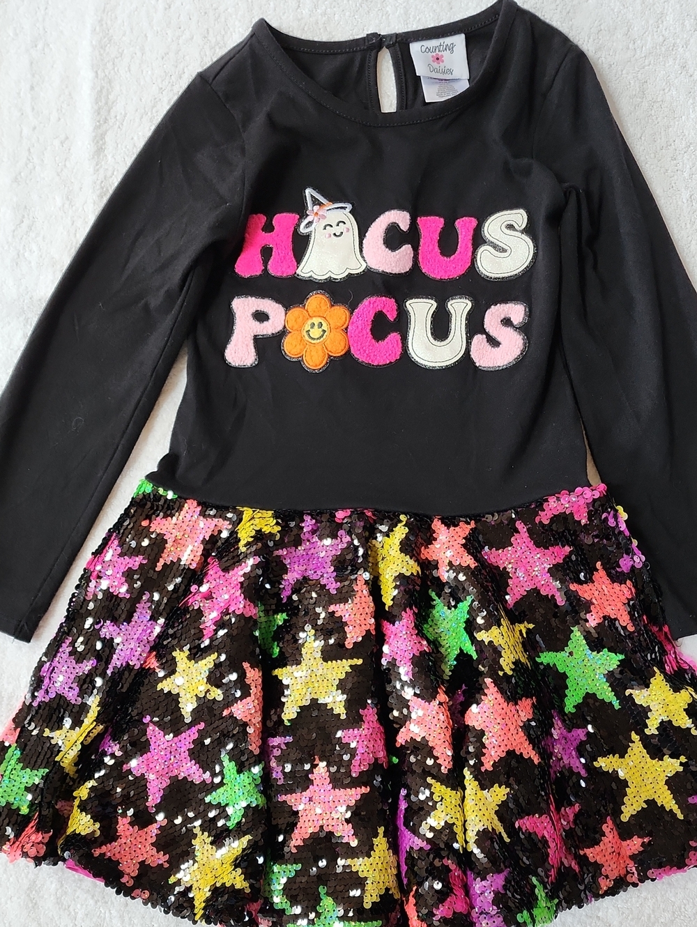 Counting Daisies Hocus Pocus Halloween Sequin Star Dress Size 7-8 Preowned